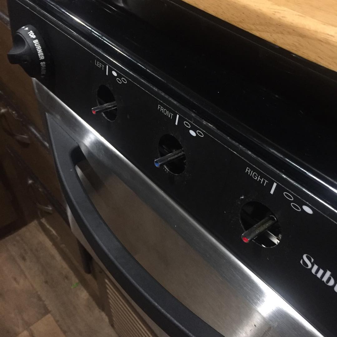 What you see here is no accident. I removed the knobs to keep these from getting bumped and letting propane into the cabin. Crazy thing happened tonight - check our story •